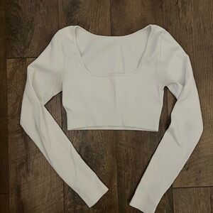 white cropped workout top